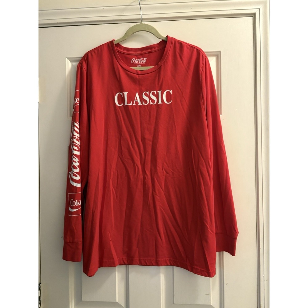 Coca Cola Classic Official Merchandise Red Long Sleeve Shirt Size 2XL